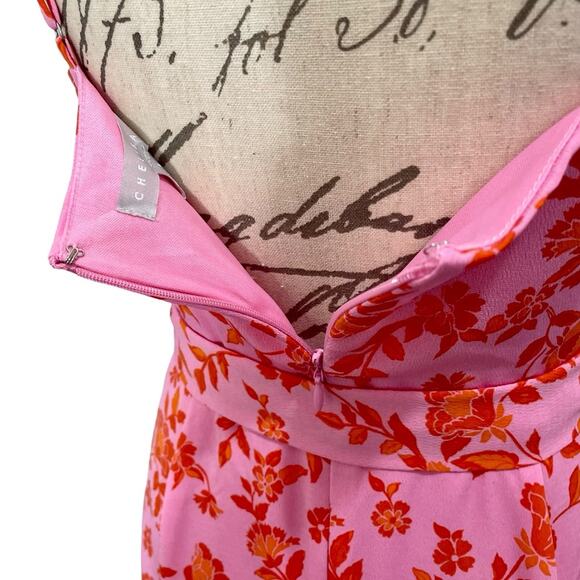 Chelsea28 Women's Pink Floral Faux Wrap Sleeveless Midi Dress Ruffle Hem - Small - Picture 8 of 13